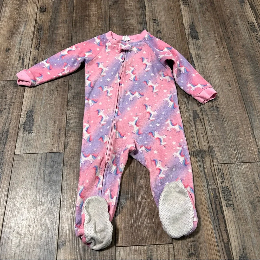 Gerber Toddler Girl Loose Fit Fleece Footed Pajamas‎ Size 24 Months 2T Lot Of 4